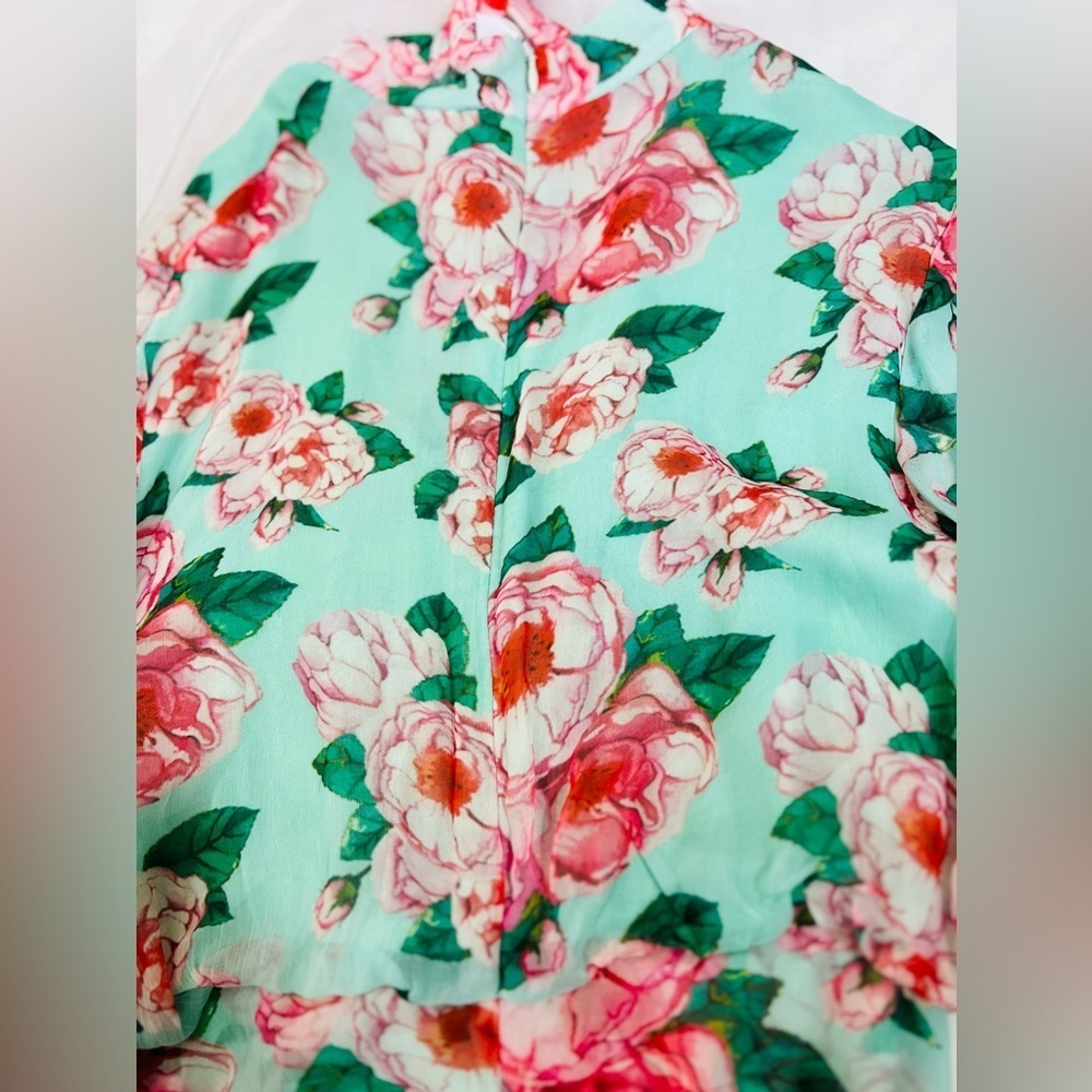 Lovers + Friends Sheer Amy Mini Mint & Pink Floral Dress NWT XS - Picture 11 of 13